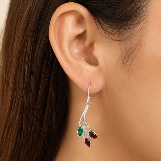 925 Sterling Silver Marquise Multi-Gemstone Dangle Earrings for Women AGE1012 E-1253