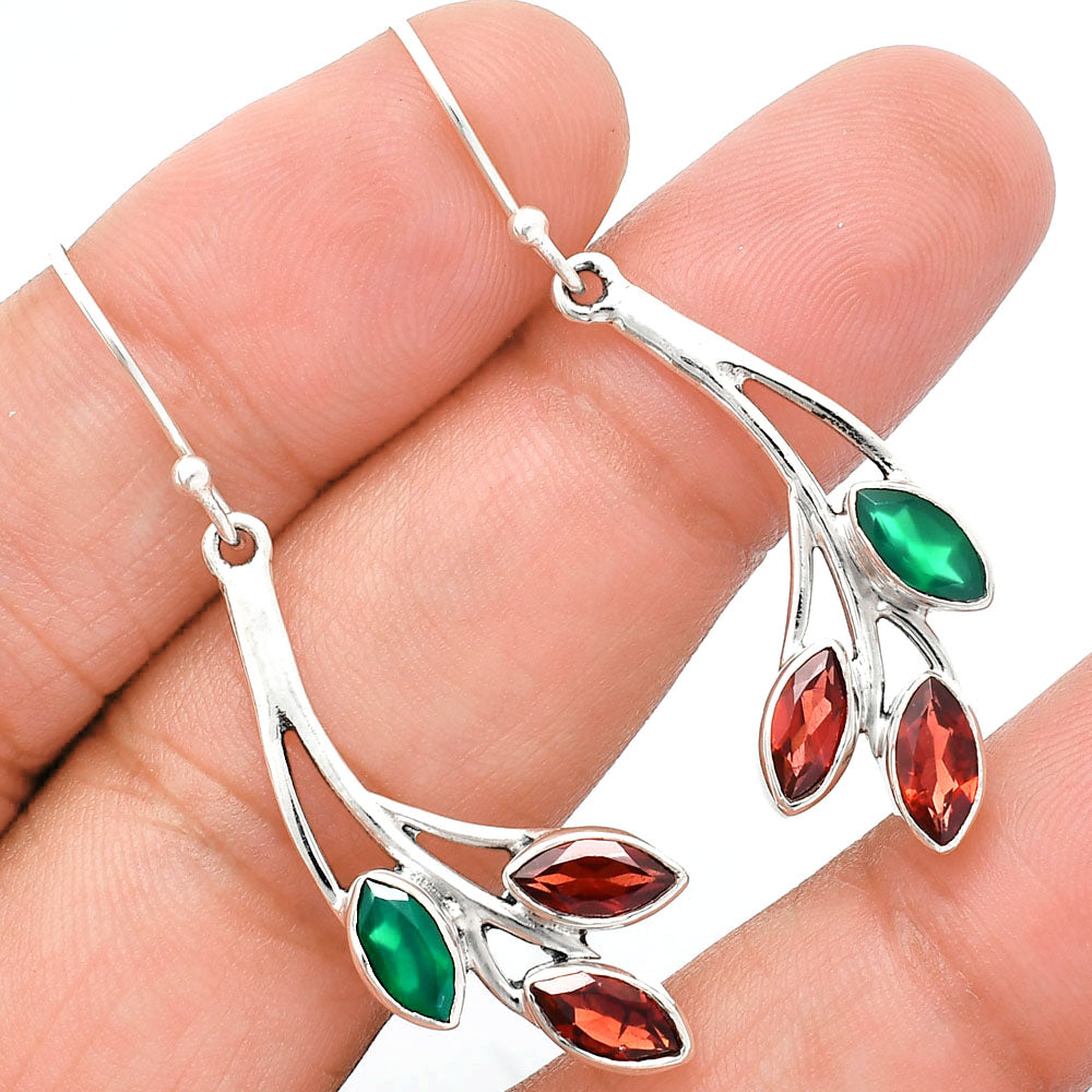 925 Sterling Silver Marquise Multi-Gemstone Dangle Earrings for Women AGE1012 E-1253