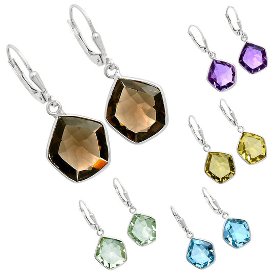 925 Sterling Silver Geometric Gemstone Lever Back Earrings for Women AGE1014 E-1254