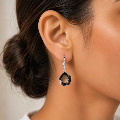 925 Sterling Silver Geometric Gemstone Lever Back Earrings for Women AGE1014 E-1254