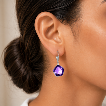 925 Sterling Silver Geometric Gemstone Lever Back Earrings for Women AGE1014 E-1254