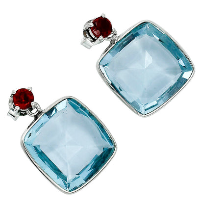 Luxury Cushion Cut Natural Gemstone Drop Earrings in 925 Sterling Silver AGE1019 E-1256