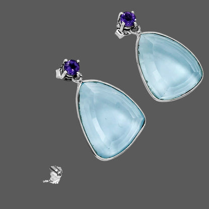 Modern Faceted Triangle Gemstone Drop Earrings in 925 Sterling Silver AGE1020 E-1256
