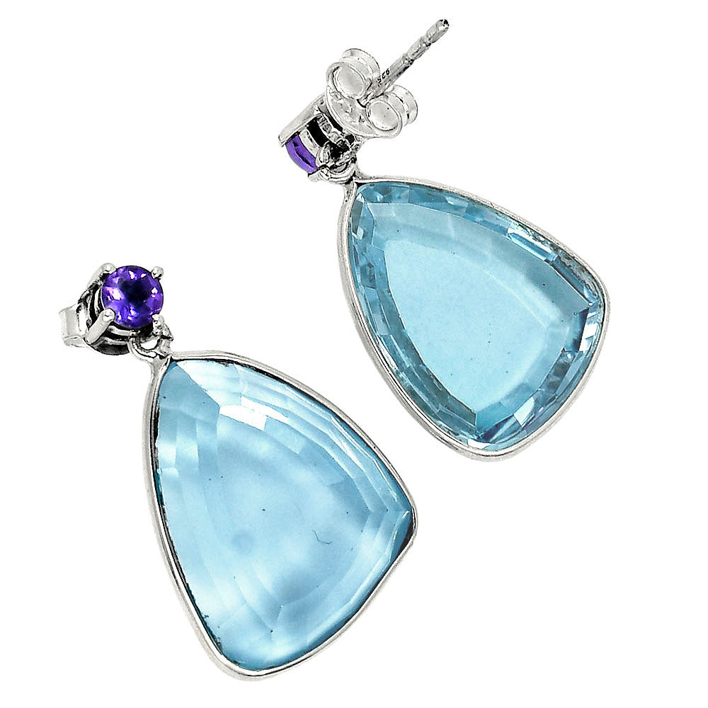 Modern Faceted Triangle Gemstone Drop Earrings in 925 Sterling Silver AGE1020 E-1256