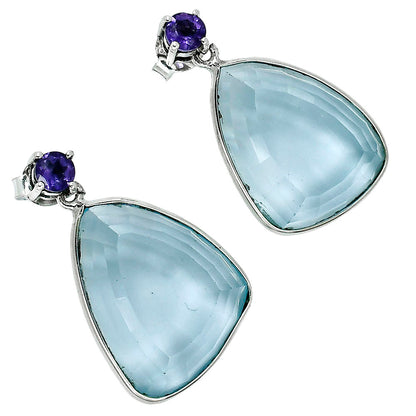 Modern Faceted Triangle Gemstone Drop Earrings in 925 Sterling Silver AGE1020 E-1256