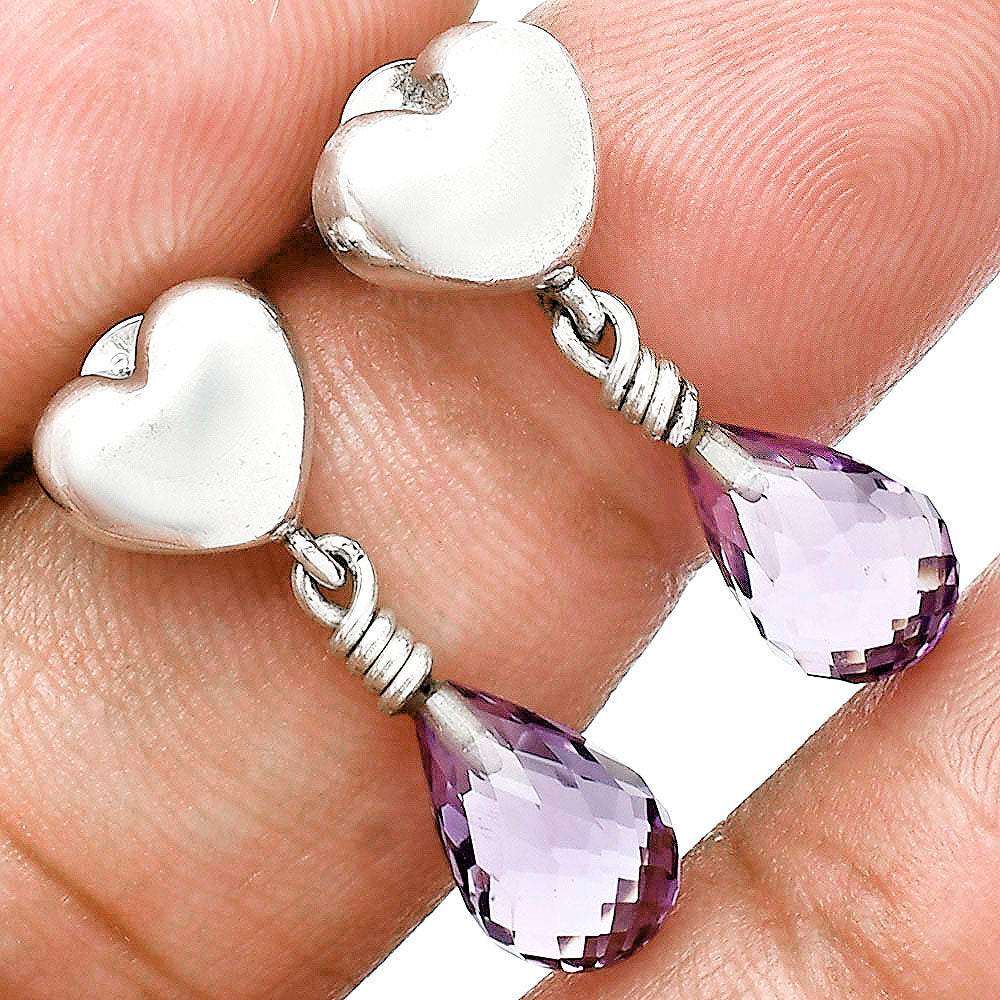 Romantic Heart Top Cut Gemstone Drop Earrings in 925 Sterling Silver AGE1021 E-1257