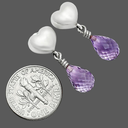 Romantic Heart Top Cut Gemstone Drop Earrings in 925 Sterling Silver AGE1021 E-1257