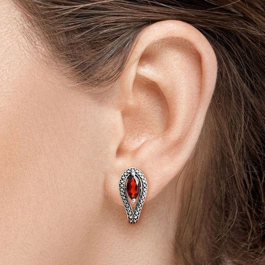 925 Sterling Silver Marquise Gemstone Vintage Stud Earrings for Women AGE1024 E-1261