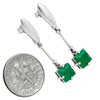 Minimalist Square Cut Gemstone Earrings in 925 Sterling Silver for Women AGE1025 E-1262