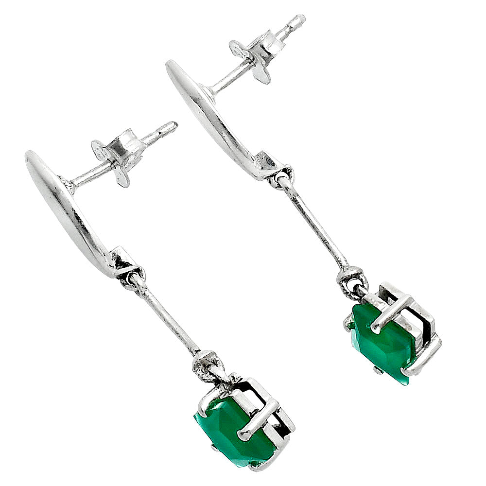 Minimalist Square Cut Gemstone Earrings in 925 Sterling Silver for Women AGE1025 E-1262