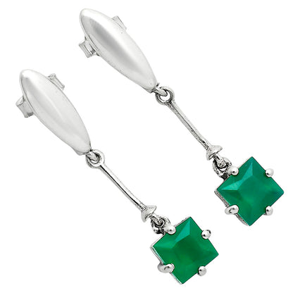 Minimalist Square Cut Gemstone Earrings in 925 Sterling Silver for Women AGE1025 E-1262