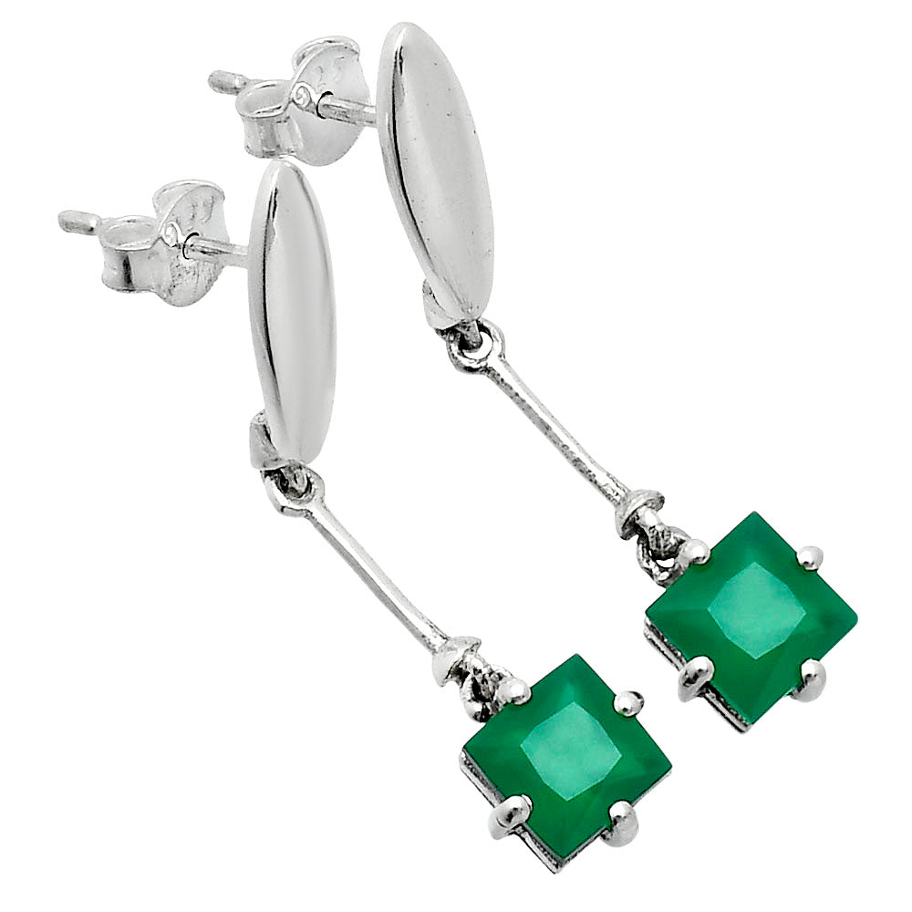 Minimalist Square Cut Gemstone Earrings in 925 Sterling Silver for Women AGE1025 E-1262