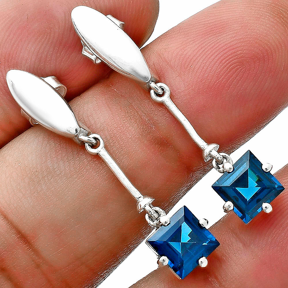 Minimalist Square Cut Gemstone Earrings in 925 Sterling Silver for Women AGE1025 E-1262