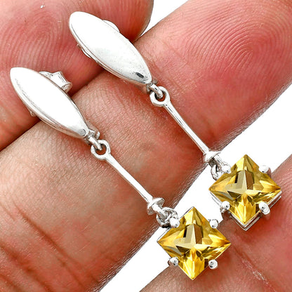 Minimalist Square Cut Gemstone Earrings in 925 Sterling Silver for Women AGE1025 E-1262