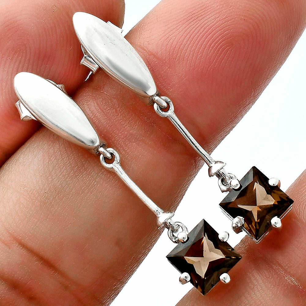 Minimalist Square Cut Gemstone Earrings in 925 Sterling Silver for Women AGE1025 E-1262