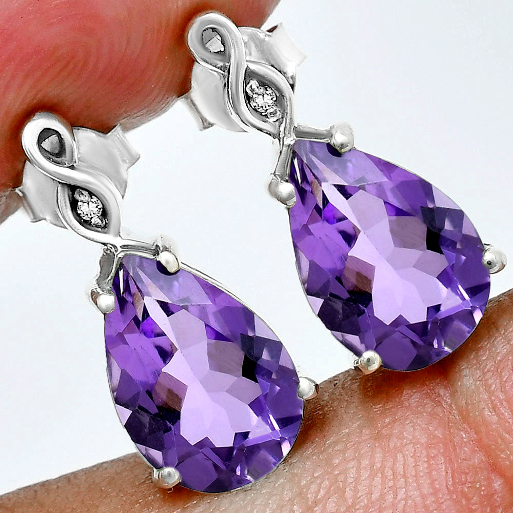 Brilliant Teardrop Gemstone Drop Birthstone Earrings for Women in Silver AGE1026 E-1271