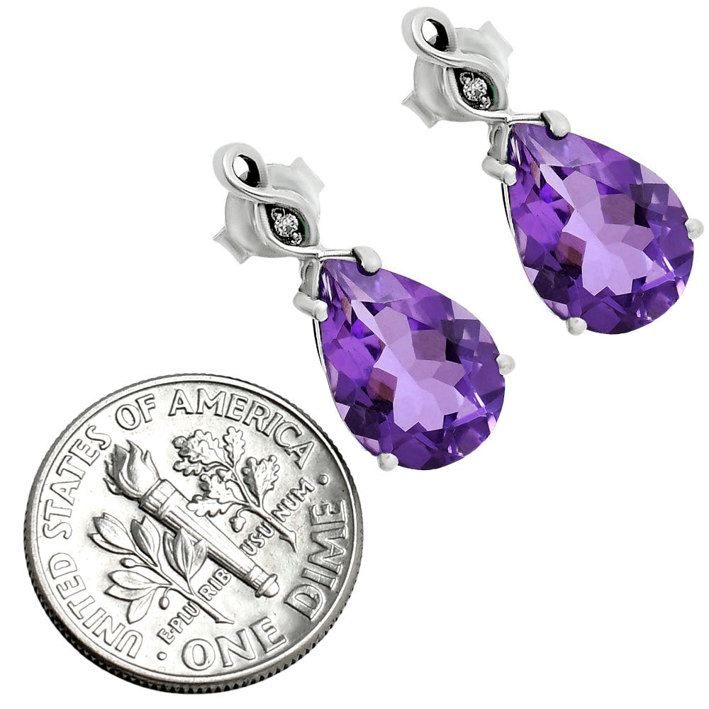 Brilliant Teardrop Gemstone Drop Birthstone Earrings for Women in Silver AGE1026 E-1271