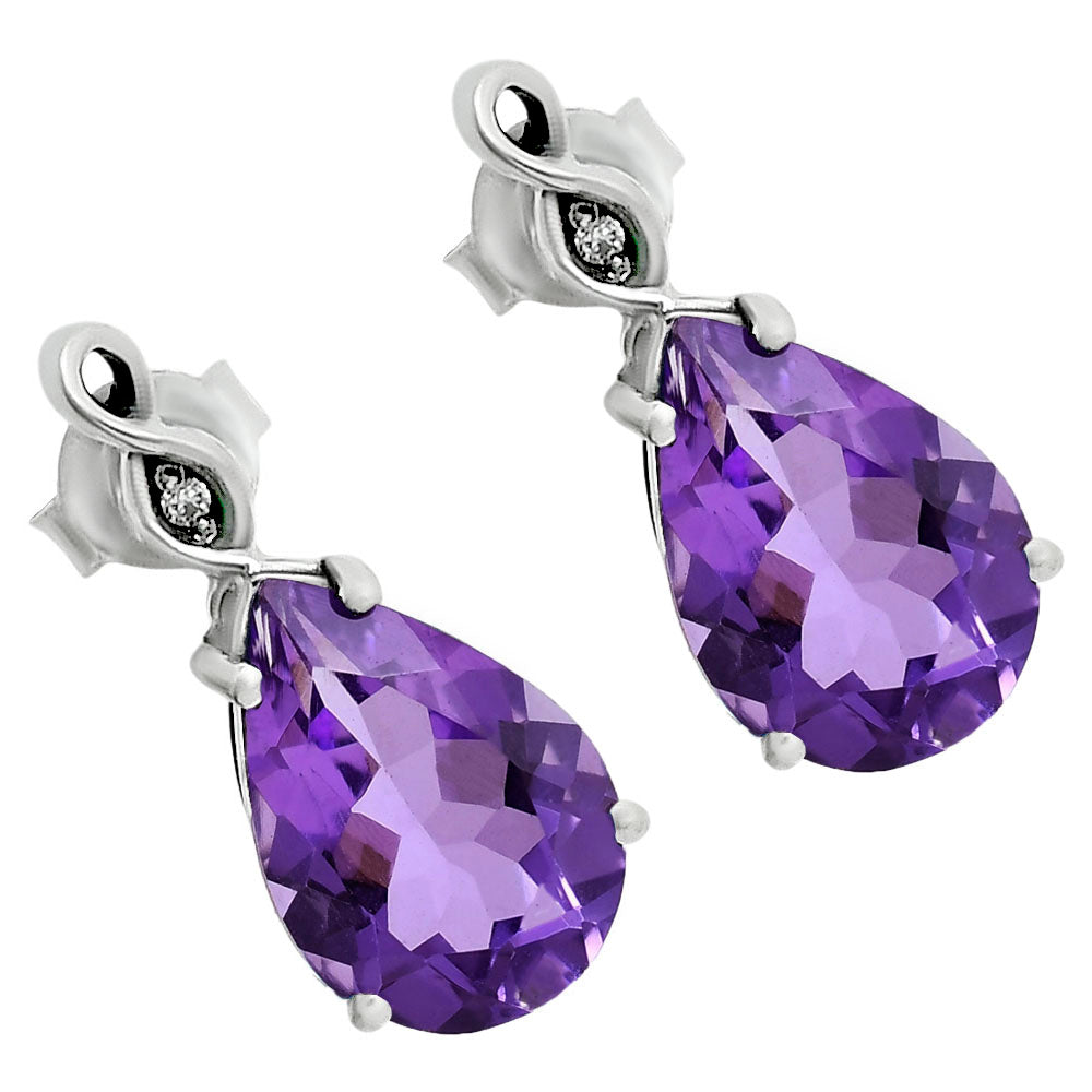 Brilliant Teardrop Gemstone Drop Birthstone Earrings for Women in Silver AGE1026 E-1271