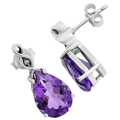 Brilliant Teardrop Gemstone Drop Birthstone Earrings for Women in Silver AGE1026 E-1271