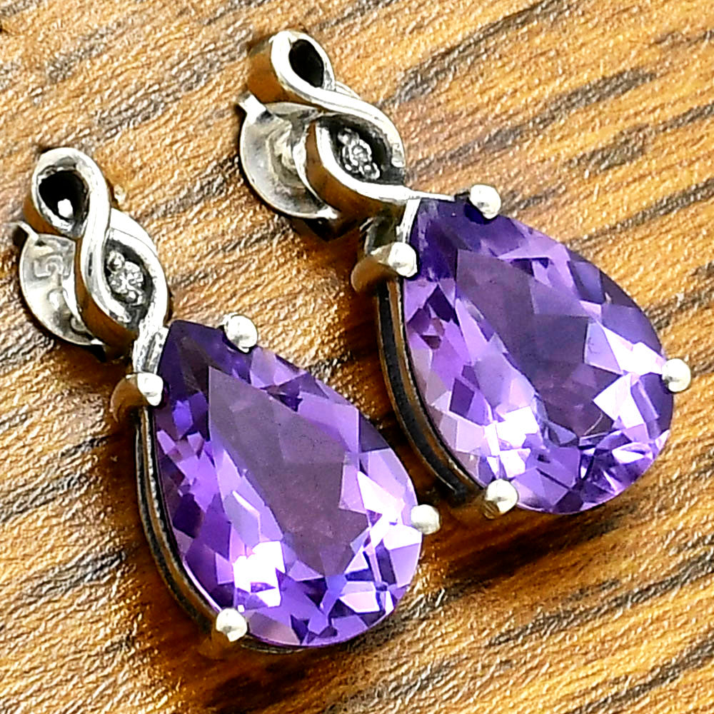 Brilliant Teardrop Gemstone Drop Birthstone Earrings for Women in Silver AGE1026 E-1271