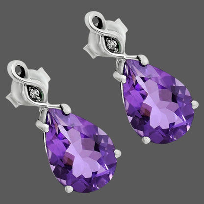 Brilliant Teardrop Gemstone Drop Birthstone Earrings for Women in Silver AGE1026 E-1271