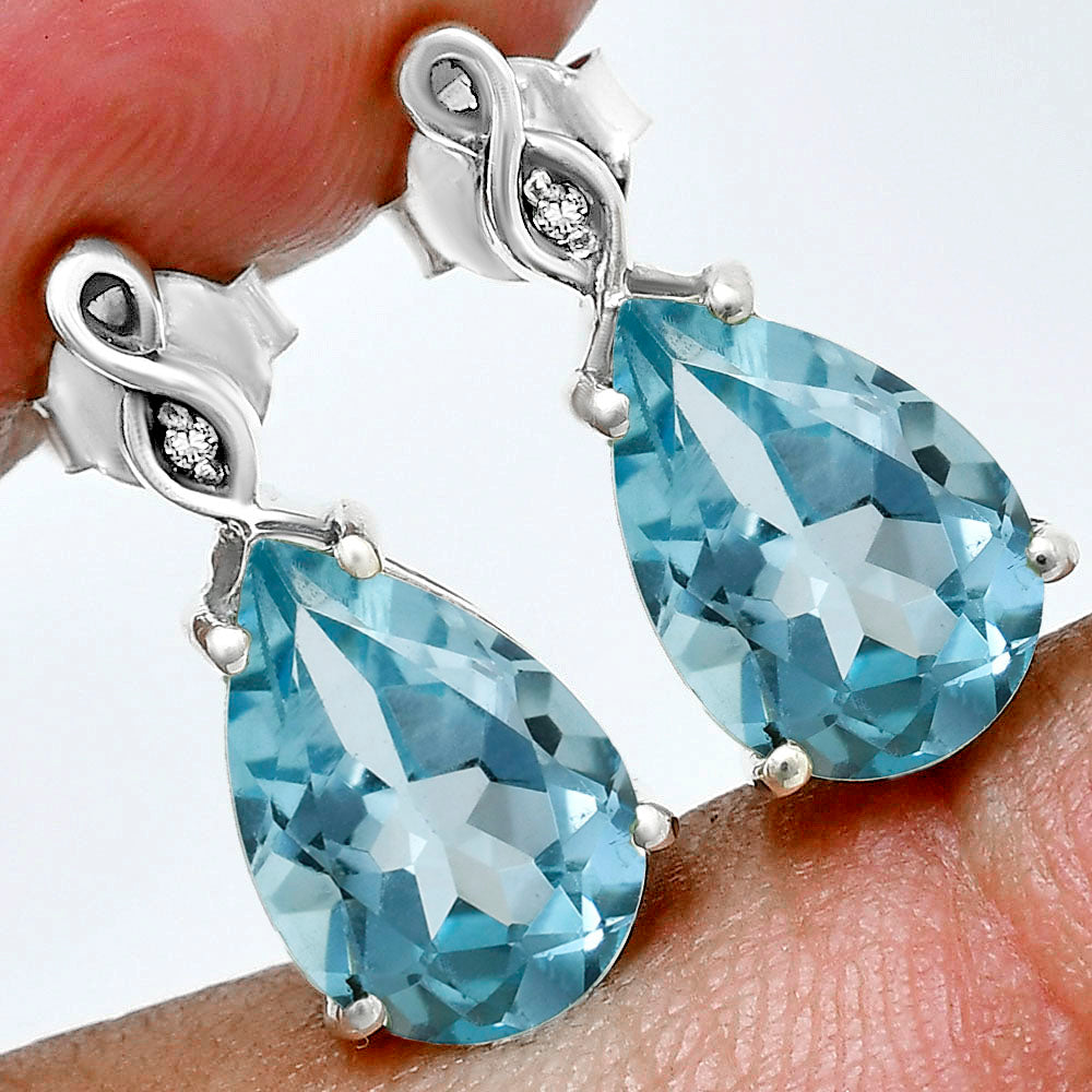 Brilliant Teardrop Gemstone Drop Birthstone Earrings for Women in Silver AGE1026 E-1271