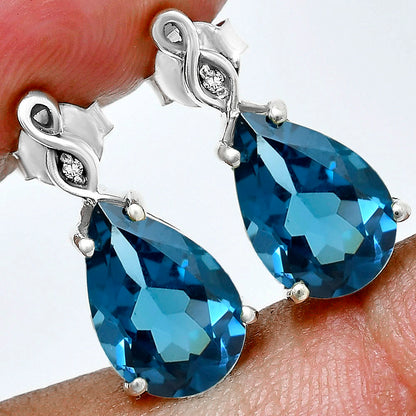 Brilliant Teardrop Gemstone Drop Birthstone Earrings for Women in Silver AGE1026 E-1271