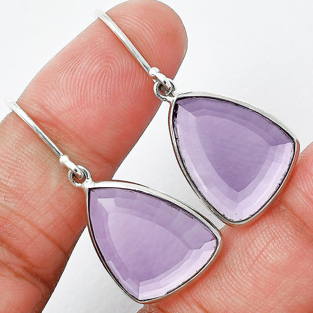 Minimalist Faceted Amethyst Teardrop Earrings in 925 Sterling Silver AGE1027 E-1005