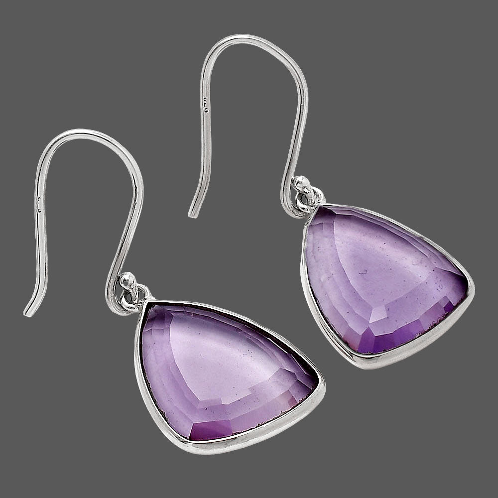 Minimalist Faceted Amethyst Teardrop Earrings in 925 Sterling Silver AGE1027 E-1005
