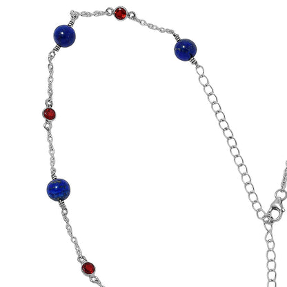 925 Silver Handcrafted Silver Lapis Lazuli Beaded Necklace for Women AGN1002 N-1029