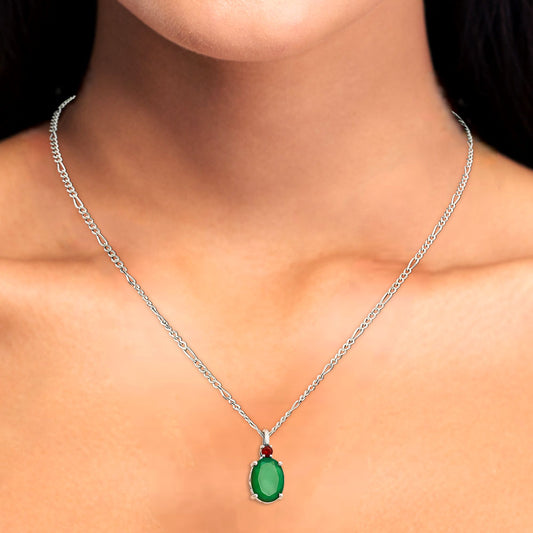 Handcrafted 925 Sterling Silver Oval Gemstone Pendant with Accent Stone AGP1001 P-1113