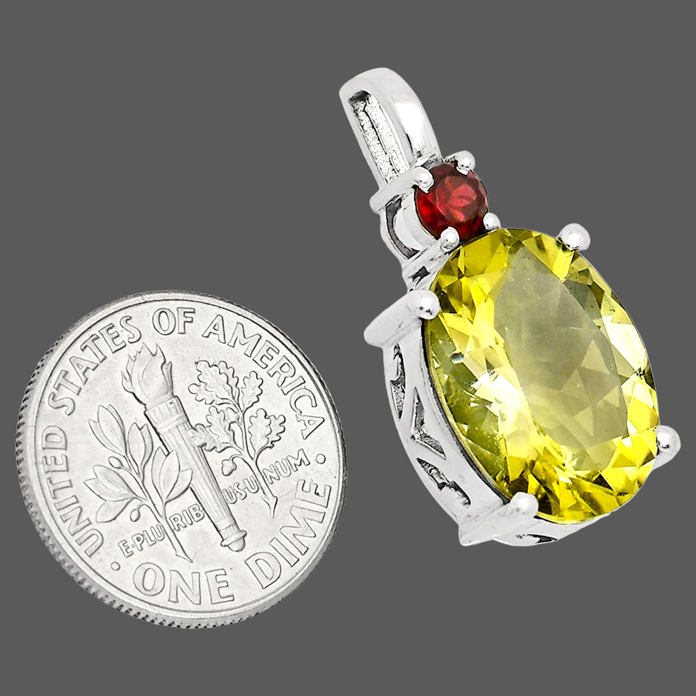 Handcrafted 925 Sterling Silver Oval Gemstone Pendant with Accent Stone AGP1001 P-1113