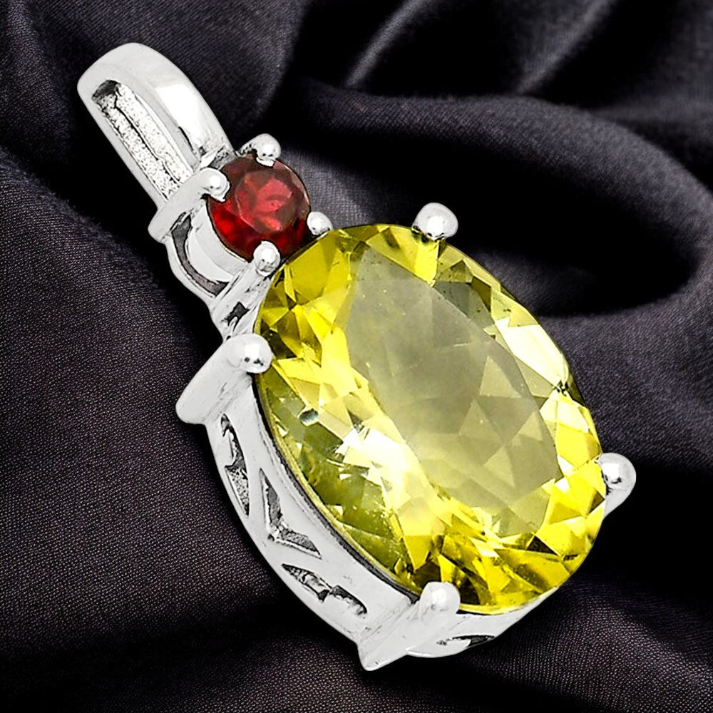 Handcrafted 925 Sterling Silver Oval Gemstone Pendant with Accent Stone AGP1001 P-1113