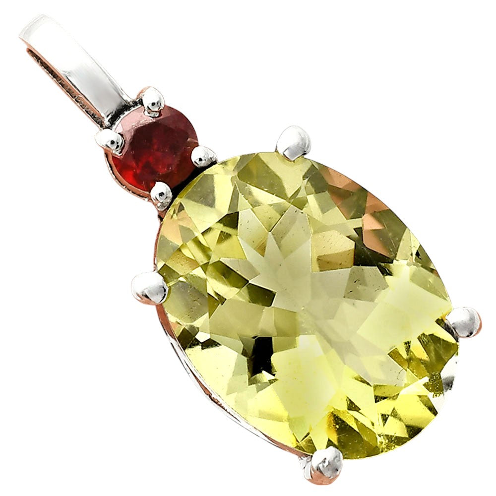 Handcrafted 925 Sterling Silver Oval Gemstone Pendant with Accent Stone AGP1001 P-1113