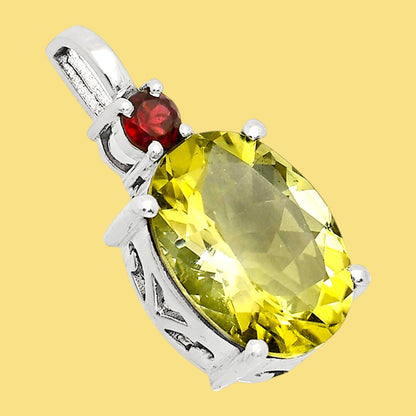 Handcrafted 925 Sterling Silver Oval Gemstone Pendant with Accent Stone AGP1001 P-1113