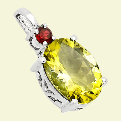Handcrafted 925 Sterling Silver Oval Gemstone Pendant with Accent Stone AGP1001 P-1113