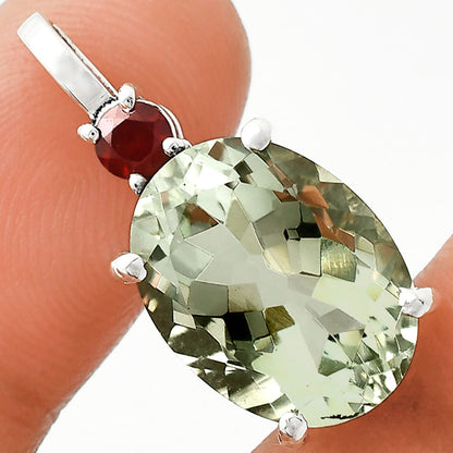 Handcrafted 925 Sterling Silver Oval Gemstone Pendant with Accent Stone AGP1001 P-1113
