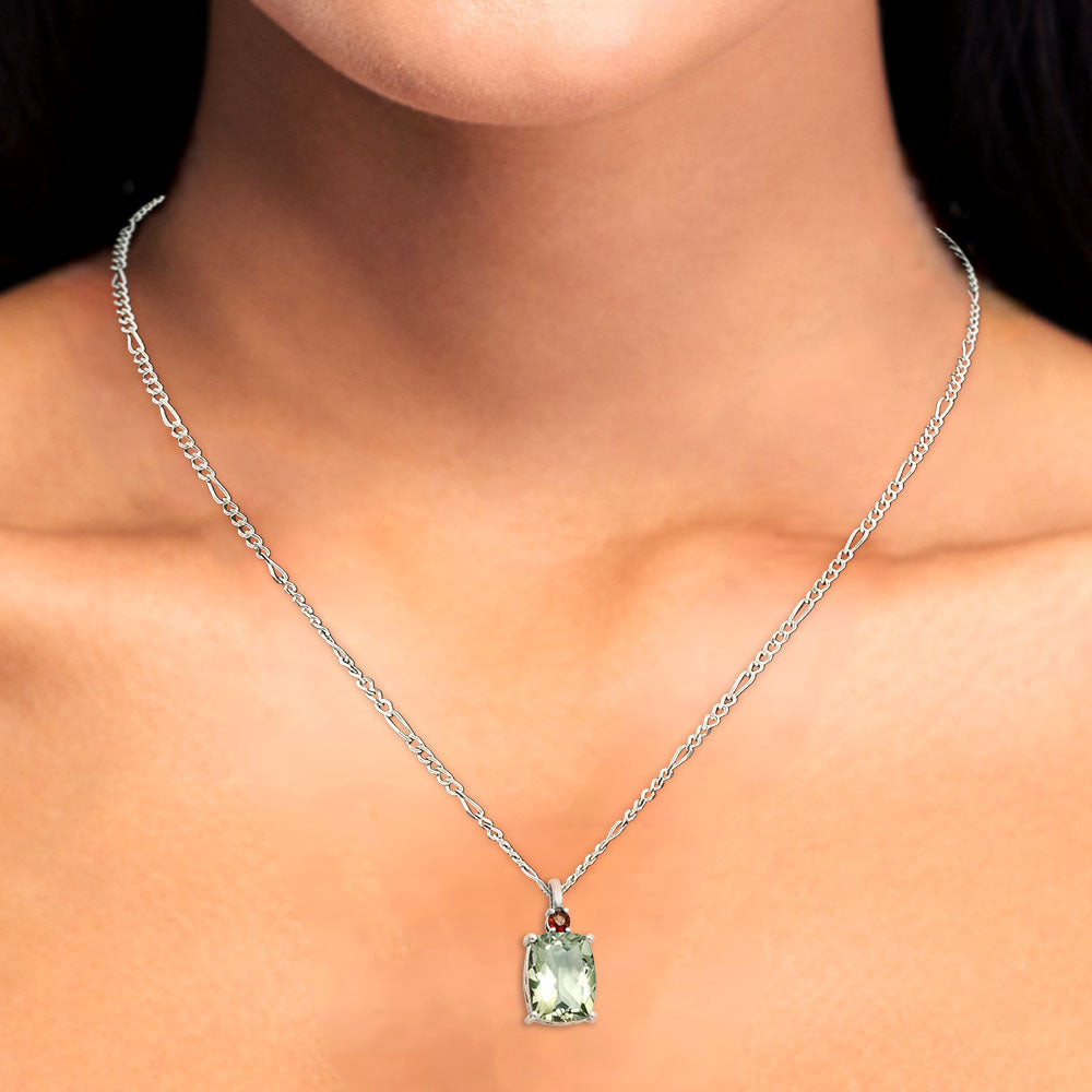 Statement Cushion Gemstone Pendant with Accent Stone in 925 Silver AGP1002 P-1113