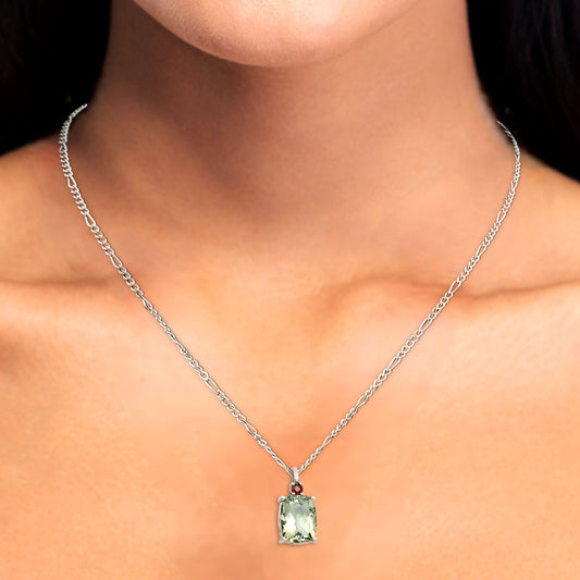 Statement Cushion Gemstone Pendant with Accent Stone in 925 Silver AGP1002 P-1113