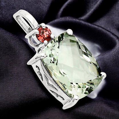 Statement Cushion Gemstone Pendant with Accent Stone in 925 Silver AGP1002 P-1113