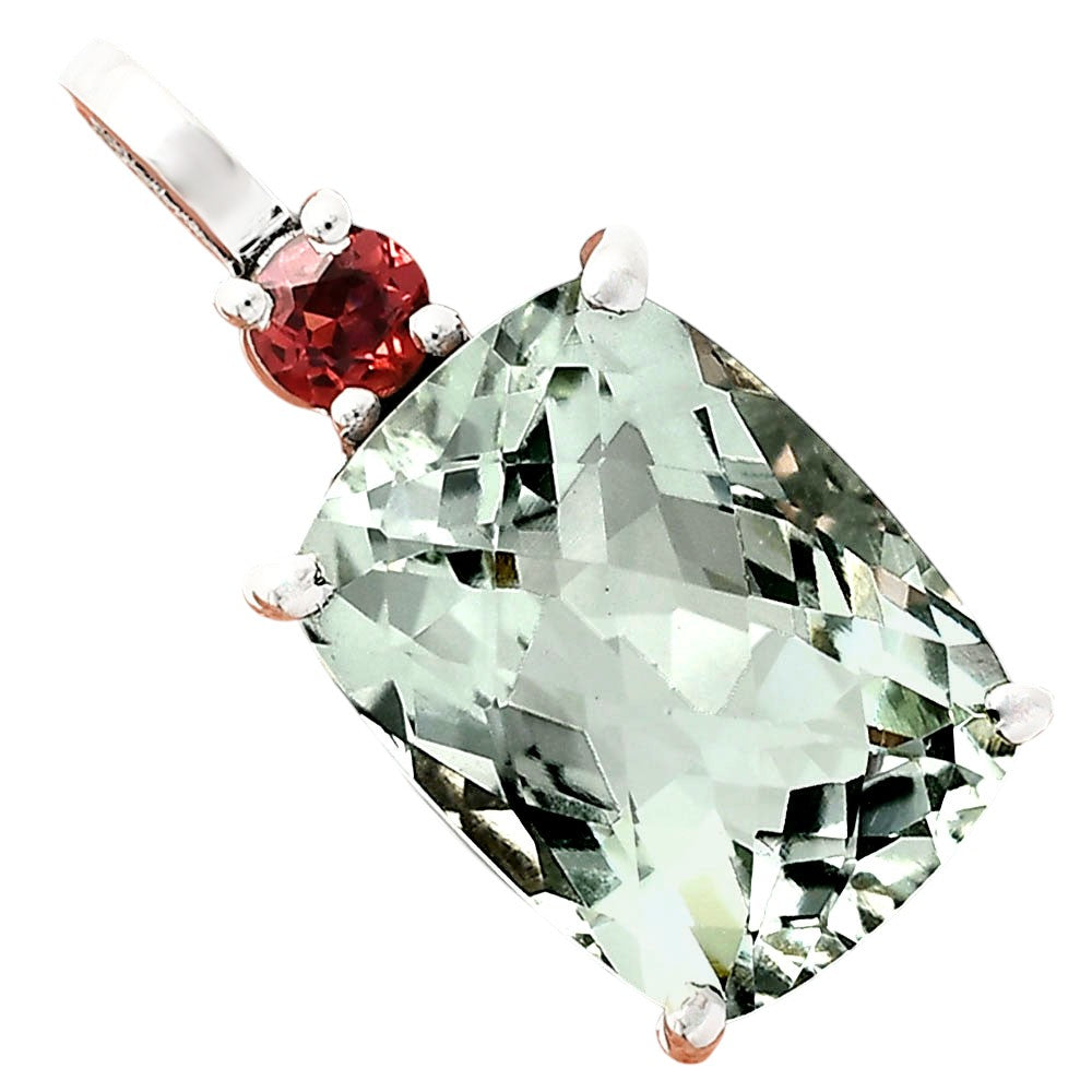 Statement Cushion Gemstone Pendant with Accent Stone in 925 Silver AGP1002 P-1113
