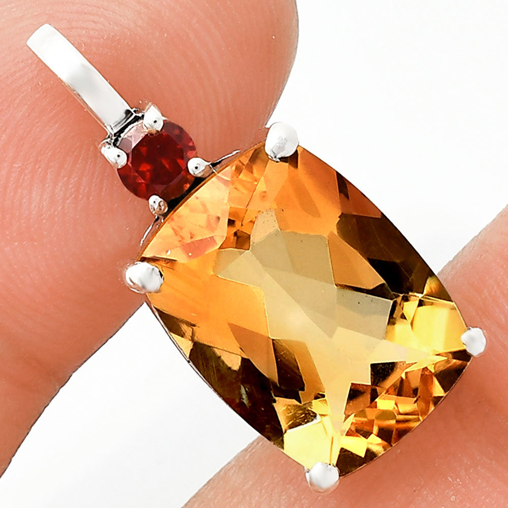 Statement Cushion Gemstone Pendant with Accent Stone in 925 Silver AGP1002 P-1113