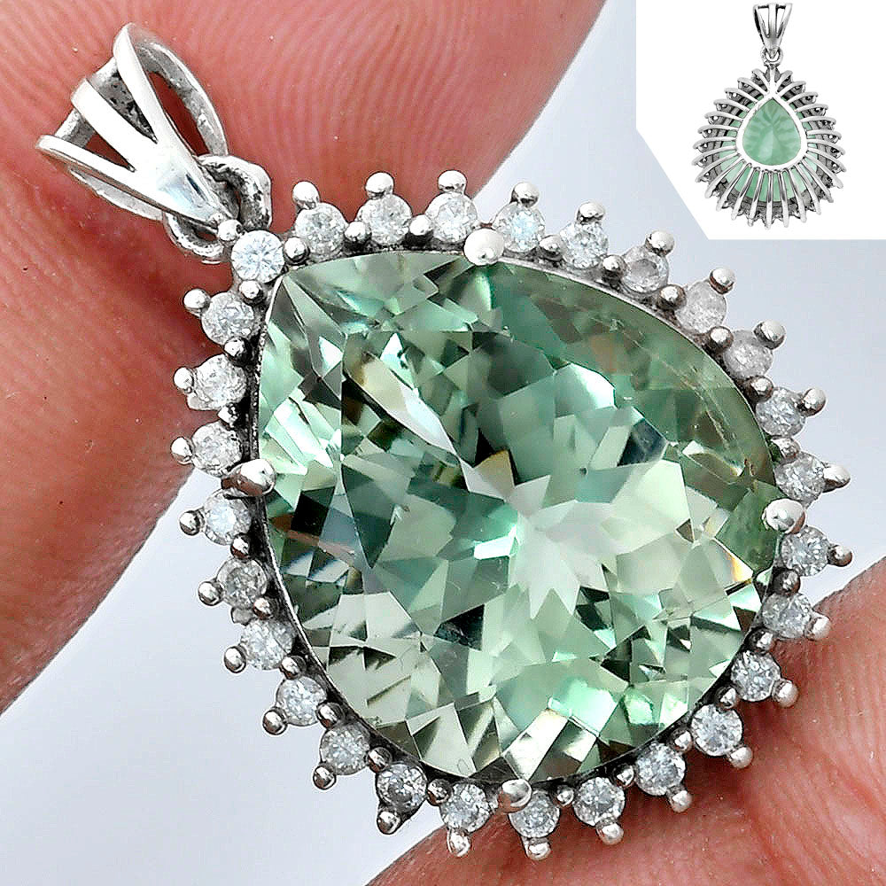 Statement Luxury Halo Pear Cut Gemstone Pendant in 925 Sterling Silver AGP1003 P-1741