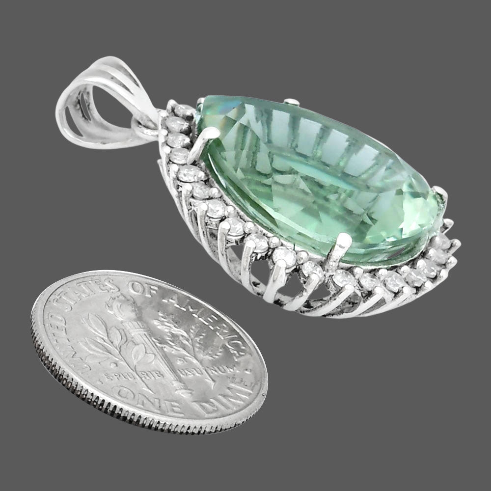 Statement Luxury Halo Pear Cut Gemstone Pendant in 925 Sterling Silver AGP1003 P-1741
