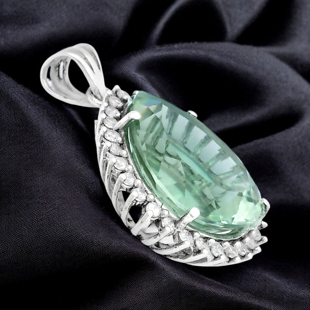 Statement Luxury Halo Pear Cut Gemstone Pendant in 925 Sterling Silver AGP1003 P-1741