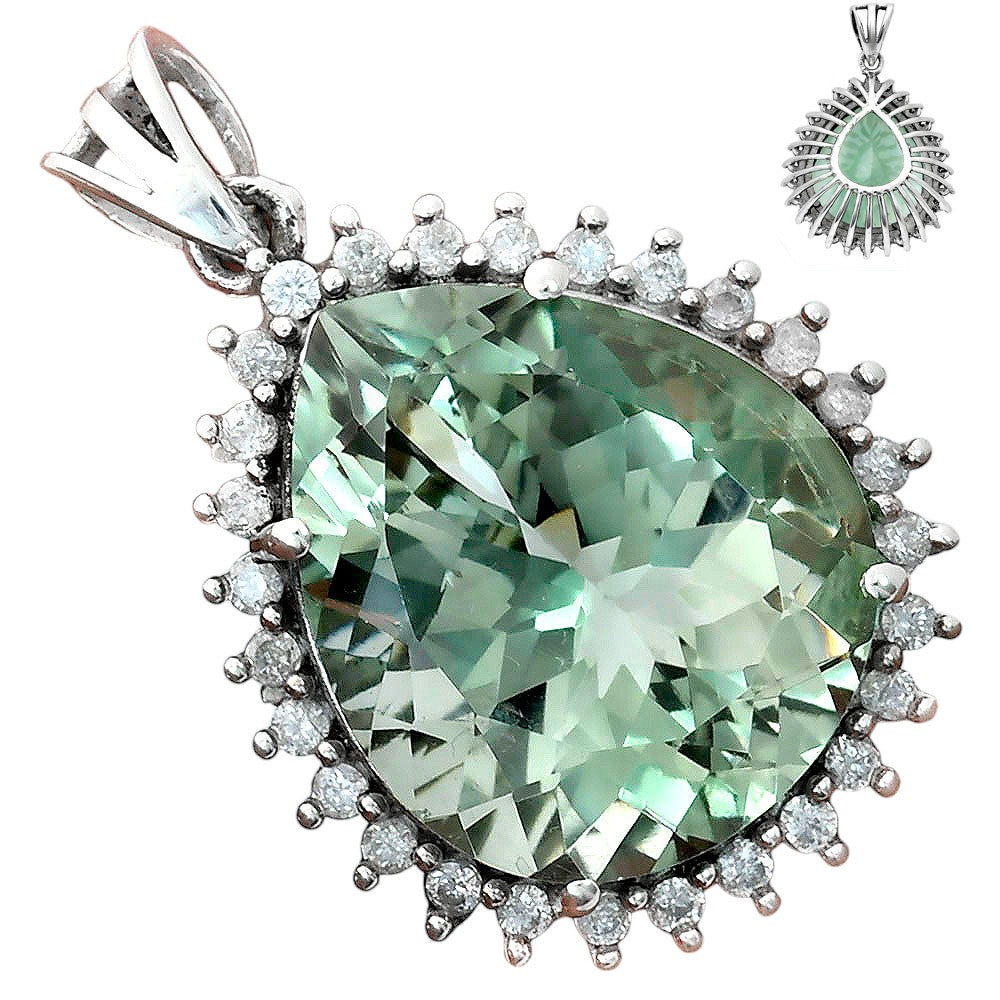 Statement Luxury Halo Pear Cut Gemstone Pendant in 925 Sterling Silver AGP1003 P-1741