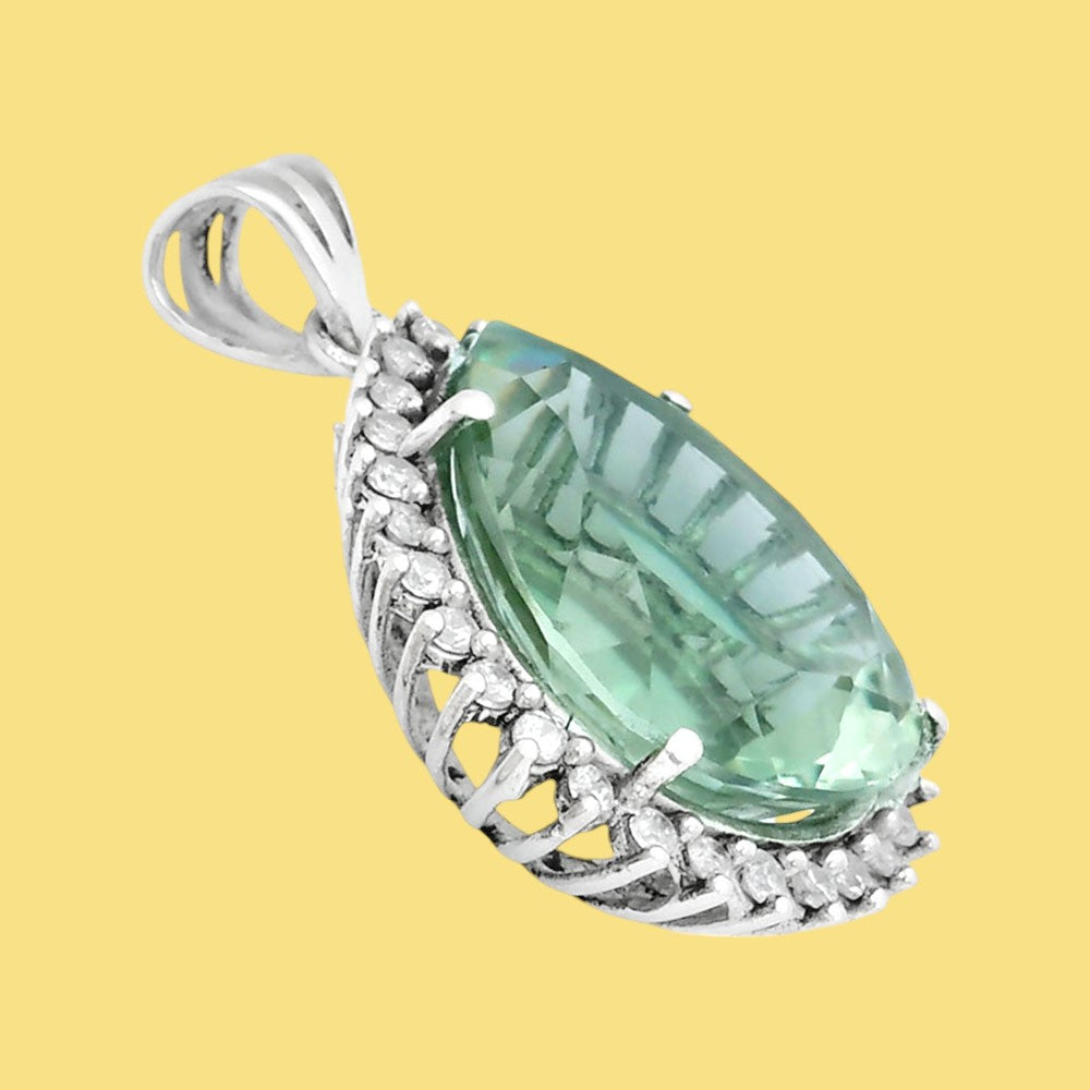 Statement Luxury Halo Pear Cut Gemstone Pendant in 925 Sterling Silver AGP1003 P-1741