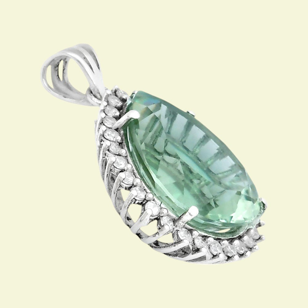 Statement Luxury Halo Pear Cut Gemstone Pendant in 925 Sterling Silver AGP1003 P-1741