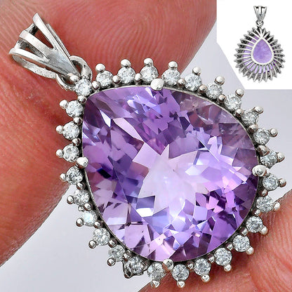 Statement Luxury Halo Pear Cut Gemstone Pendant in 925 Sterling Silver AGP1003 P-1741