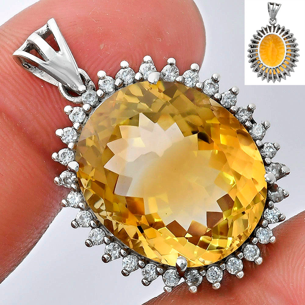 Vintage Oval Cut Gemstone Halo Pendant in 925 Sterling Silver for Women AGP1004 P-1741